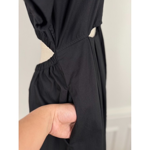 Anthropologie Dress Size M Twist Waist Midi Shirtdress Black Modern Minimalist - Picture 10 of 14